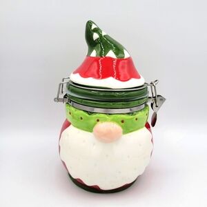 Christmas Gnome Hinged Container Cookie Jar Holiday Collectible Christmas‎ Decor